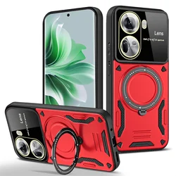 Anti-Shock Kickstand Magnetic Ring Armor Phone Case - Durable 6.7 Protective Back Cover for Reno 11 5g CPH2599 (YD-Red)