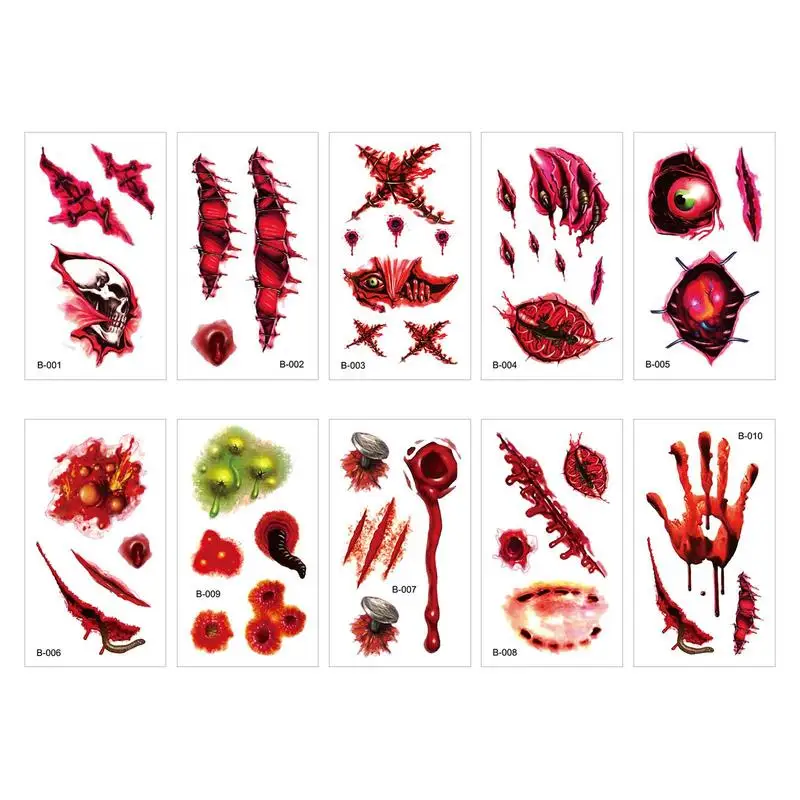 Halloween Wound Stickers Wound Scar Temporary Halloween Sticker 10