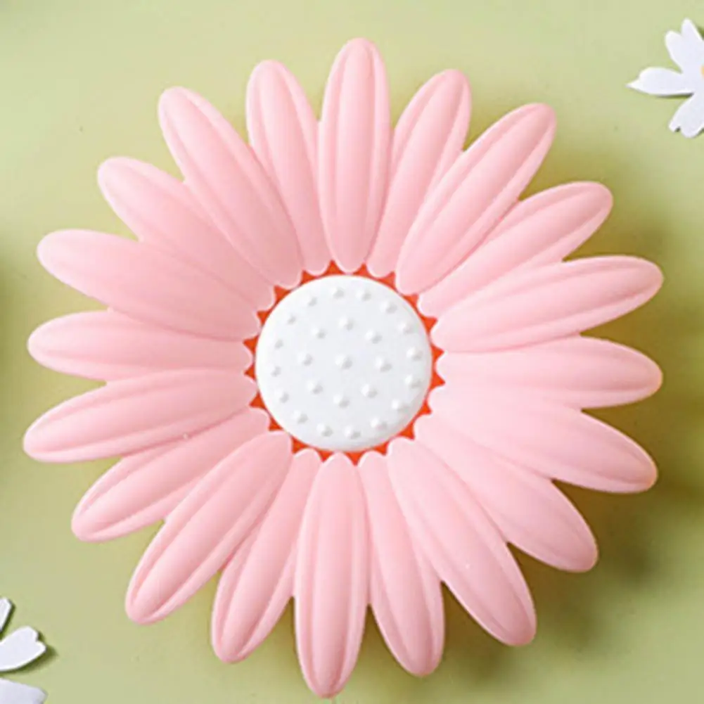 

Soap Drain Holder Efficient Drainage Soap Tray Chrysanthemum Shape Soap Dish for Bathroom Kitchen Easy to Holder with Sponge
