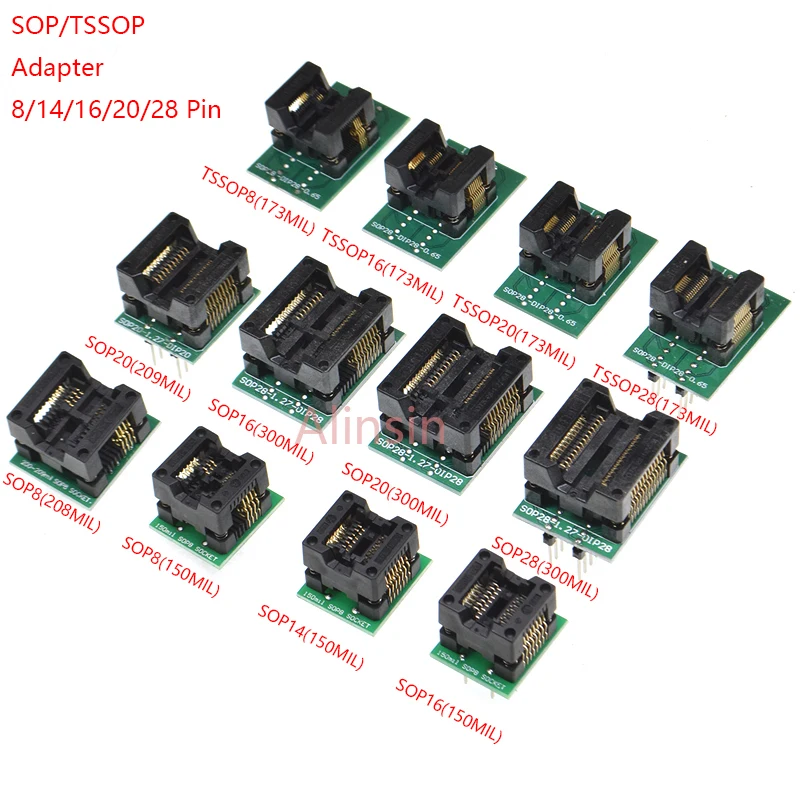 Sop8/Sop14/Sop16/Sop20/Sop28/44/Tssop8/Tssop16/Tssop20/Tssop28/TQFP32/LQFP44 Zu Dip Programmierer Adapter Buchse 150/208/173/300mil