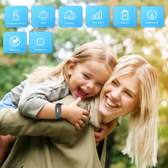 Pestreszkás Karkötő Sonic Rovarcsökkentő Csuklópánt Vízálló Újratölthető Hibavezérlő Rózsaszín - Image 5