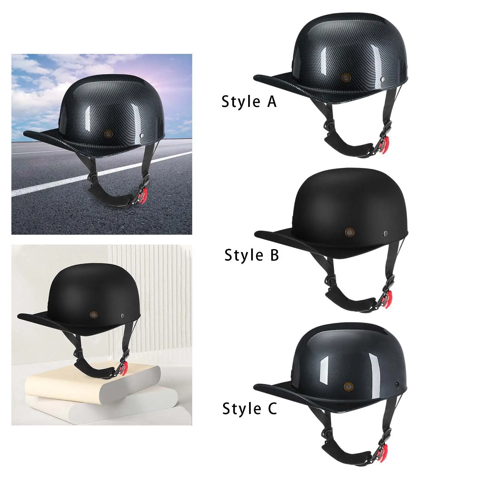 Retro Motorcycle ATV Helmet Open Face Helmet Strong and Drop Resistant Half Helmet for Head Circumference 58-60cm