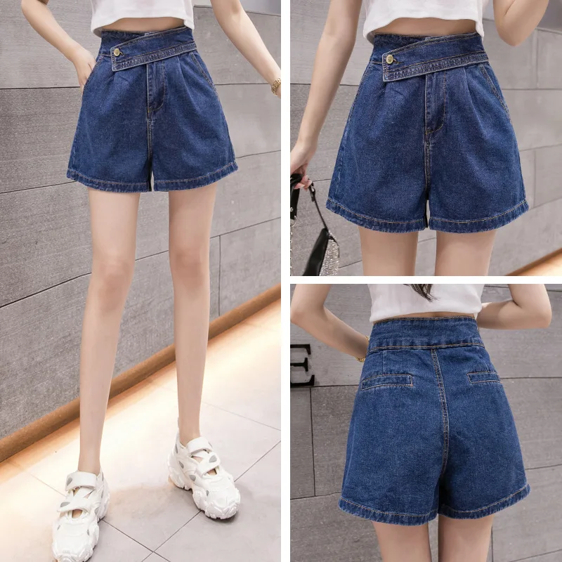 

Shorts Women Summer Blue Denim Design Trendy Holiday Preppy All-match High Waist Female Vintage Stylish Daily Popular Simple Ins