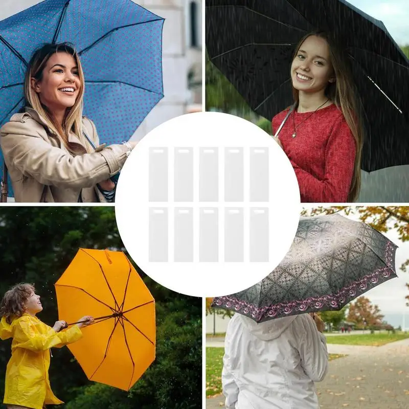 Travel Umbrellas Sleeve 10Pcs Waterproof Hand Strap Folding Umbrella Case Portable Umbrella Carry Bag Foldable Thickened Storage