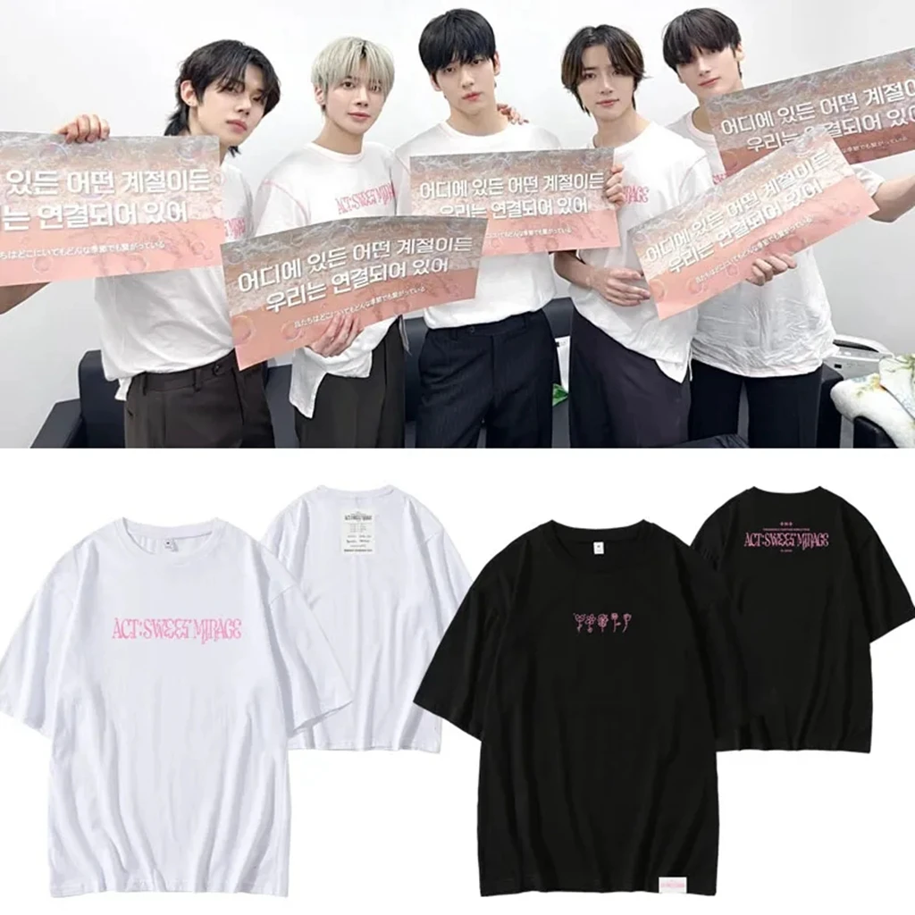 

kpop TXT2024 ACT SWEET MIRAGE Concert T-Shirt Top Cotton Loose Bat Sleeved Hip Hop Wrap Top Harajuku Casual Summer Tee Cloth