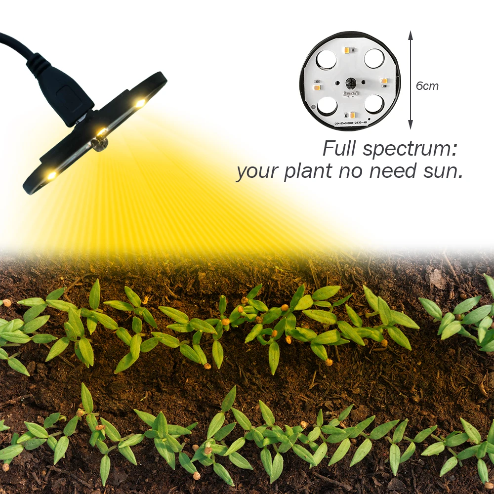 Plant LED Grow Light for Garden Seed Germination Box Nursery Tray USB Full Spectrum Lamp with Air Hole Indoor Grow Seedling Tool