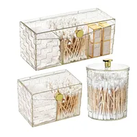 Vanity Makeup Organizer Desktop Storage Box Qtip Holder Dispenser for Cotton Ball, Cotton Swab, Cotton Round Pads for Bathroom 1