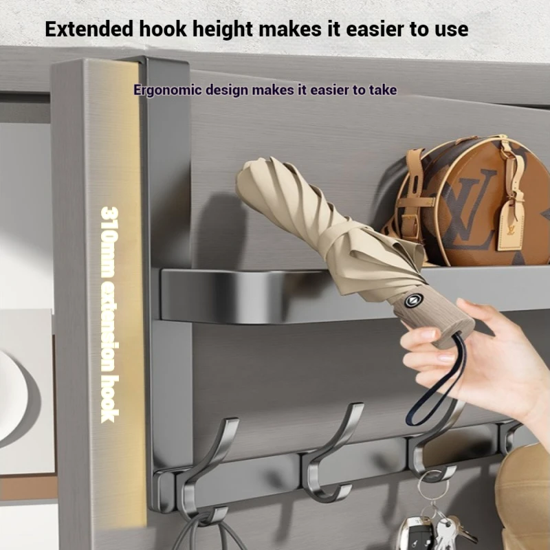 No Drill Strong Adhesive Over Door Hooks Wall Mounted Coat Rack Organizer Multi-Purpose Storage Shelf For Clothes Bags Hats storage hook door hook