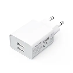 Universal Dual USB Travel Charger Adapter - EU Plug, 5V 2A - White EU plug