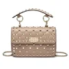 2024 New Fashion Women Sheepskin Leather Rivet Handbags Chain Bag Designer Shoulder Bags Luxury Woman Messenger Bags 4