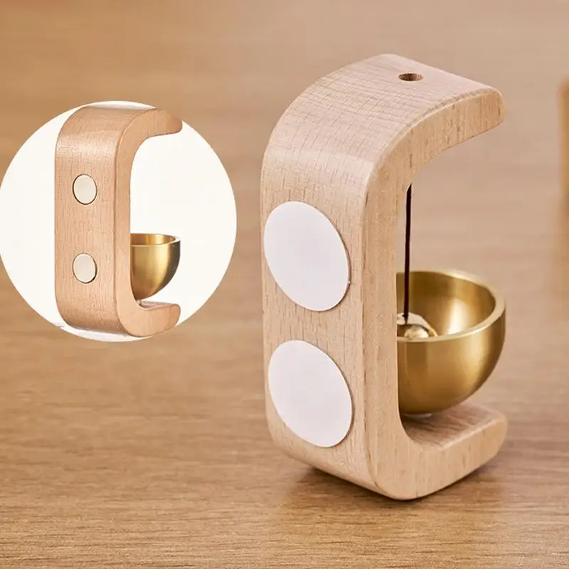 Wooden C Shaped Magnetic Brass Bell Wind Chime Outdoors Door Bell Bells Door Shopkeeper Entry Chime Home Wind