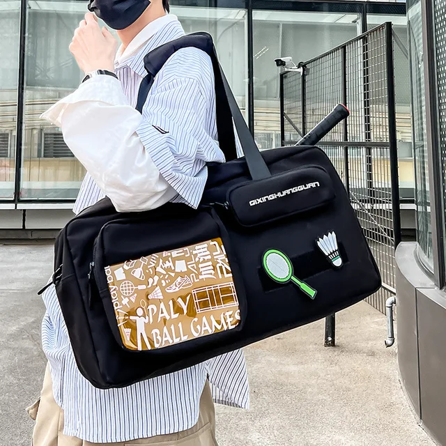 Badminton Bag for 3-Pack Racket Hand-Held Sports and Fitness Bags Unisex Large Capacity Racket Bag, Multi-Layer Shoulder Bag 3