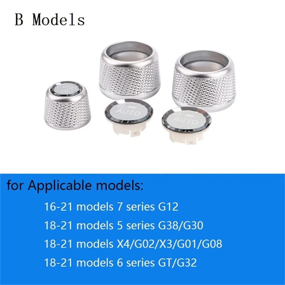 

Crystal Ring Cover Volume Button Knob Control Crystal Cover For BMW G02 G01 G30 G12 Front Silver 3pcs / Set ABS+crystal