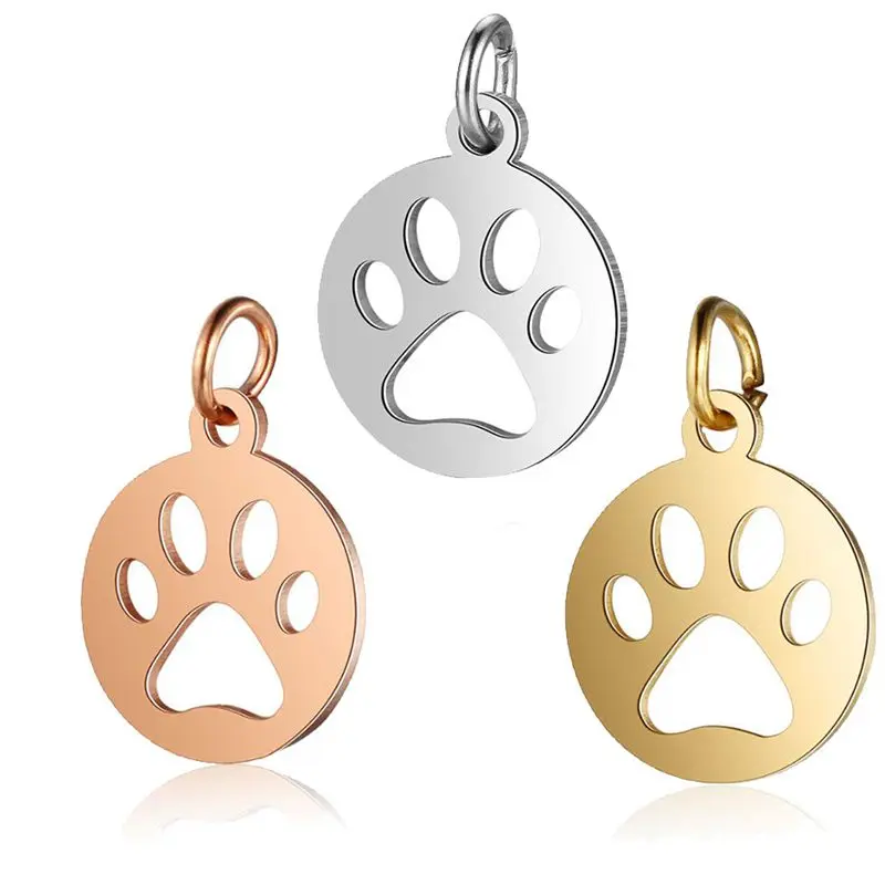 

5pcs/Lot Stainless Steel Polished Hollow Animal Cat Or Dog Claw Charm DIY Titanium Steel Jewelry Accessories Pendant