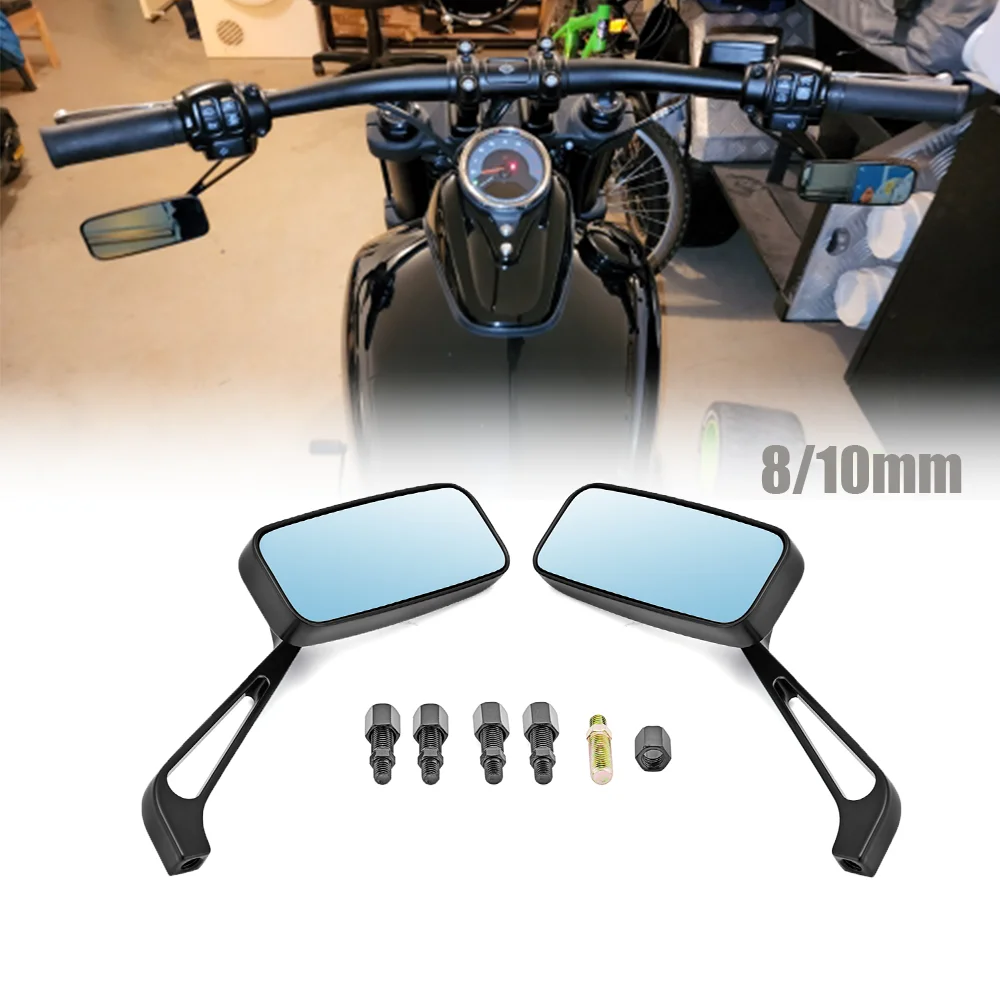 Motorcycle Blue Anti-glare Rearview Side Mirror 8/10mm For