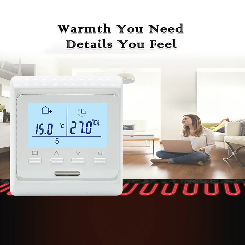 

16A Electric Underfloor Heating Thermostat Programmable Heater Warm Floor Water Heating Gas Boiler Temperature Controller 220V