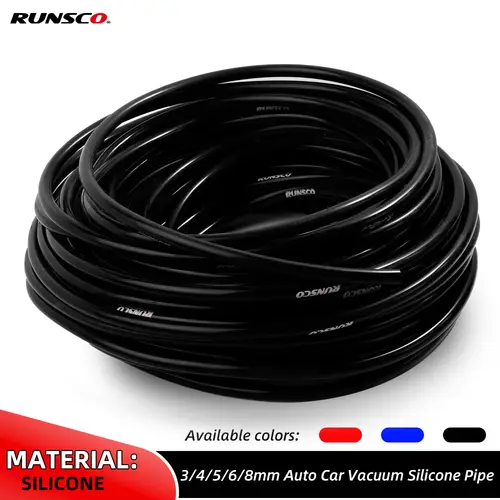 Inner Diameter 3mm, 4mm, 5mm, 6mm, 8mm Silicone Vacuum Tube Hose, Universal Runsco Auto Parts Pipe Black