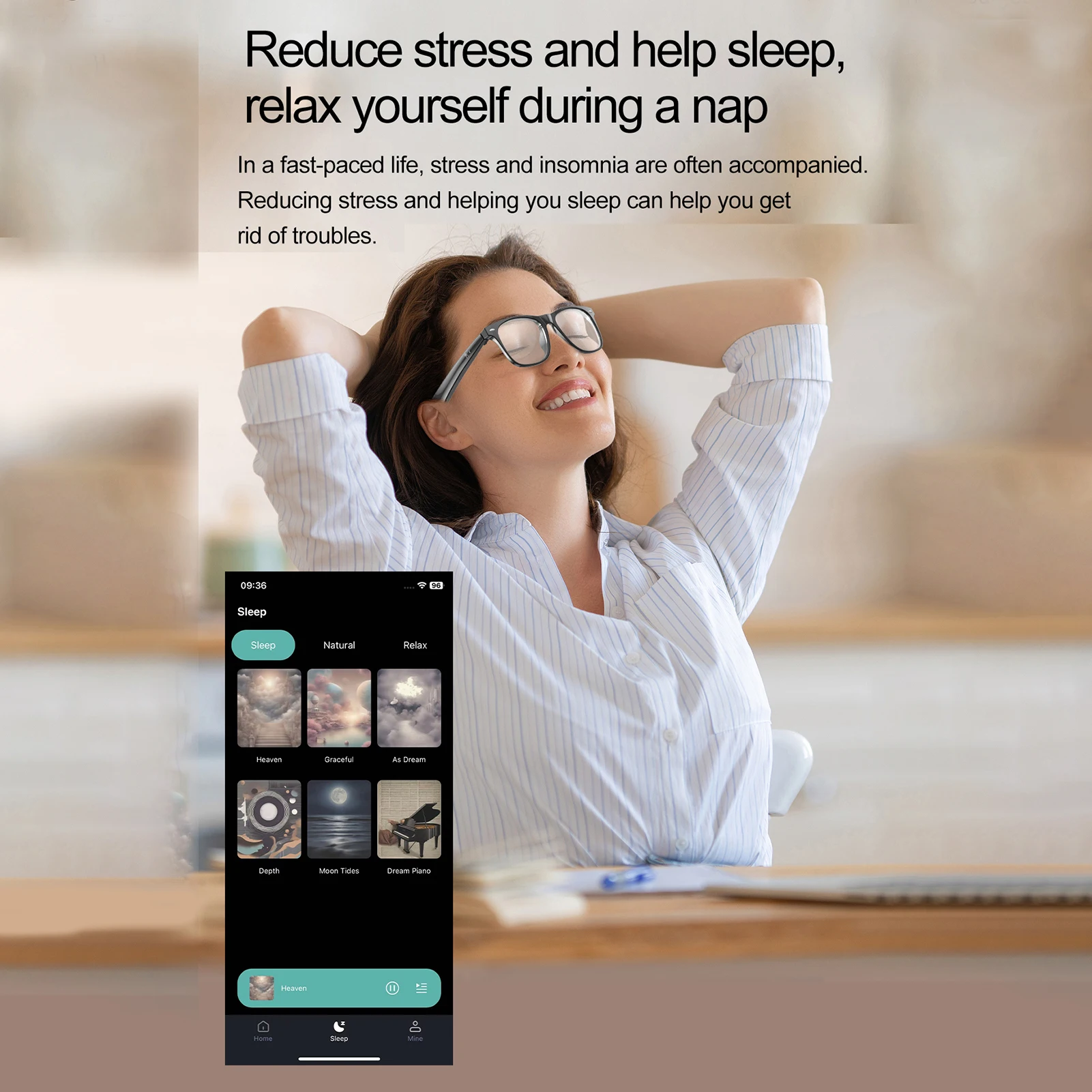 Smart Glasses for Men Smart Glasses for Women Men BT 5.4 Support Audio Translation Calling Song Playback Lightweight Comfortable