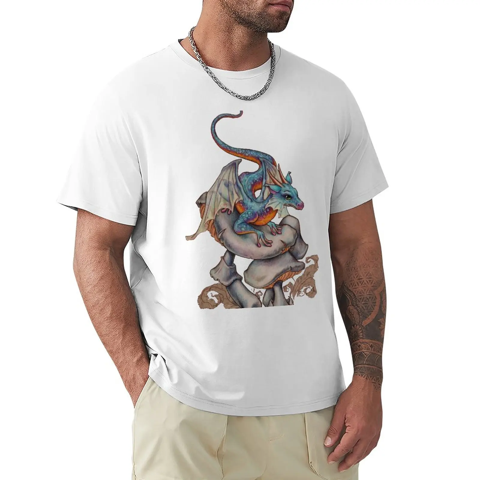 Gobbo Dragon On Mushroom T-Shirt Funnys Camicetta New Edition Magliette Semplici Da Uomo