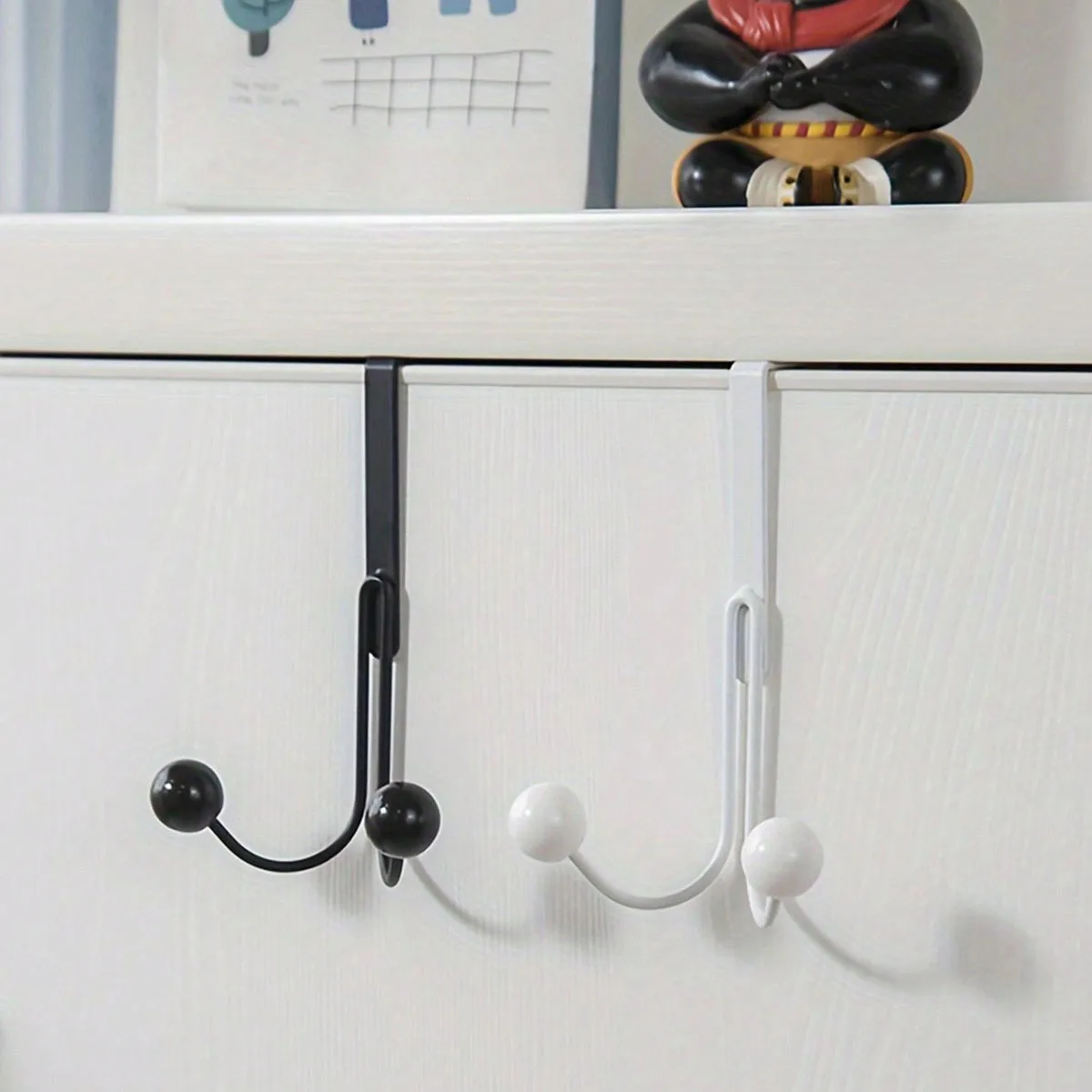 1pc iron simple door hook, nail free wardrobe metal craft jacket multifunctional double head hook