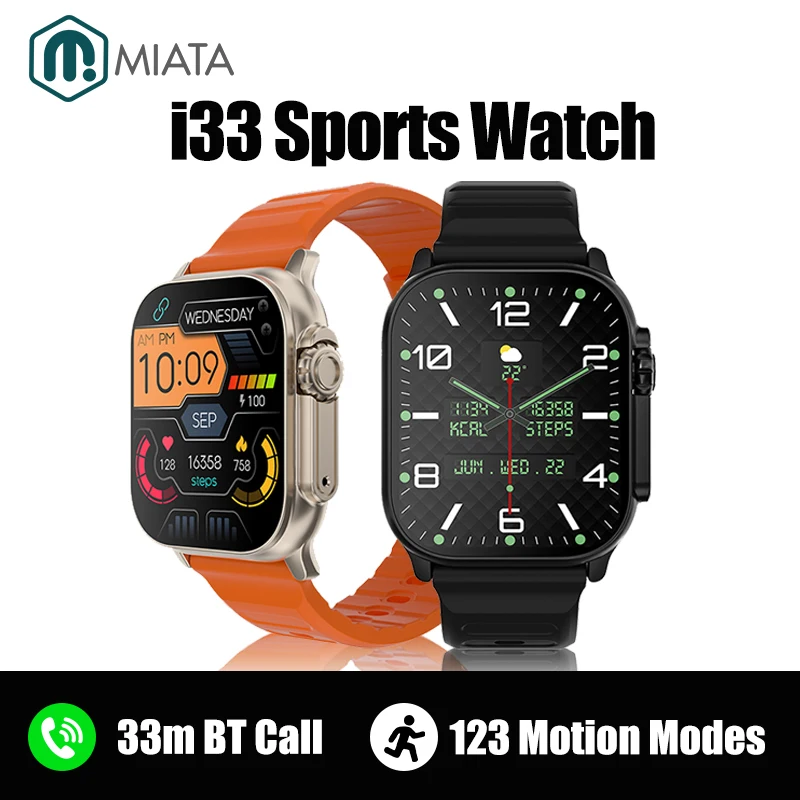 

MIATA I33 Sports Watch Men Bluetooth Calling Heart Rate Sleep Monitor Women Smartwatch Ultra Series 8 Fitness Tracker Bracelet