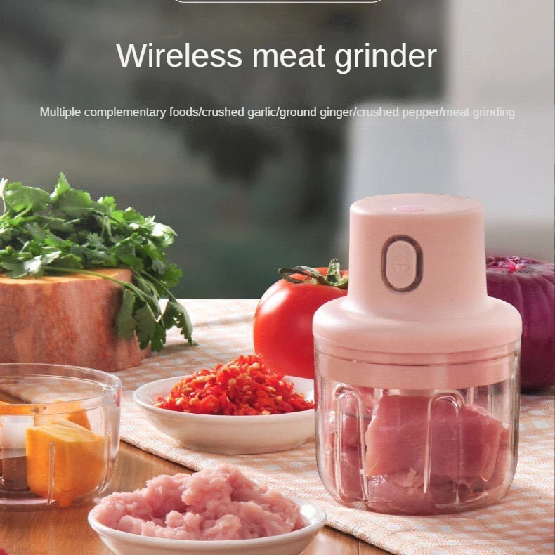 전기 주방 믹서기 믹서 마늘 매셔 고기 연마기, 미니 식품 마늘 야채 다지기 분쇄기, 충전식 푸드 프로세서 