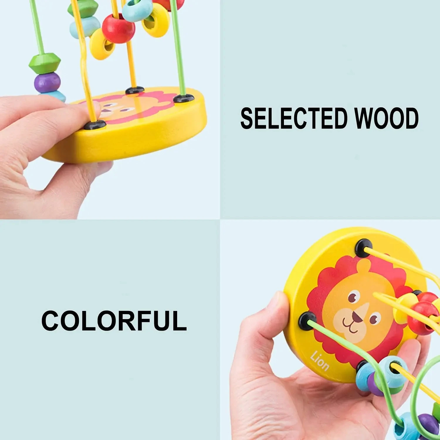 Baby Montessori Educational Math Toy Kids Circles Bead Wire Maze Roller Coaster for Children Montessori Wood Puzzles Wooden Toys