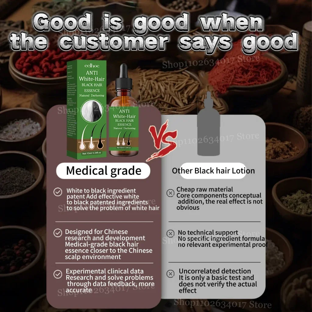 Olio per capelli da grigio a nero Riduce la grigio precoce nutre le follicoli Ripristina il pigmento nero naturale che oscura i capelli grigi/bianchi - immagine 5