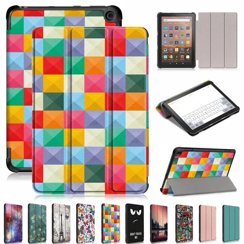 

Планшет Funda для Amazon Fire HD 8 2022 2020 дюйма, чехол для телефона с рисунком для Fire HD 8 Plus Fire HD 8 10th 12th Gen, умный телефон 2022