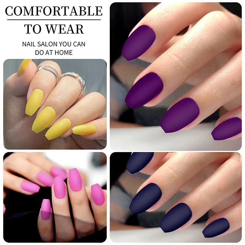 Coffin Press On Nails Short Square False Nail Tips 96pcs Set_voghion.com