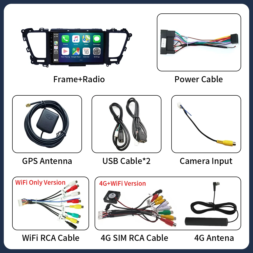 Radio de coche Android16 Carplay Auto para Kia Carnival YP Sedona 2014 2015 2017 2018 -2020 reproductor Multimedia WIFI + 5G DSP estéreo 2 Din 6