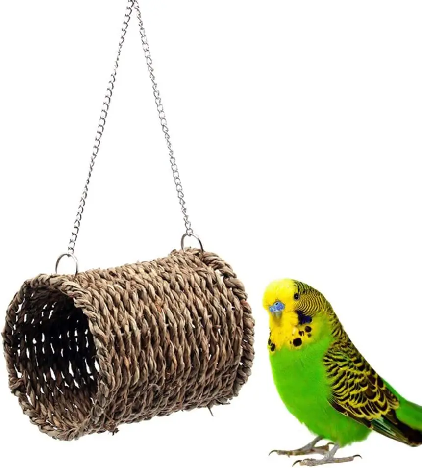 

Hamster Hammock Natural Grass Woven Warm Cotton Nest Squirrel Parrot Grass Woven Hanging Tube Toy