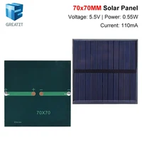 GREATZT Panneau Solaire Polycristallin 5.5V 110mA 70*70MM 0.55W Mini Système Solaire DIY pour Chargeur de Batterie de Téléphone Portable 4