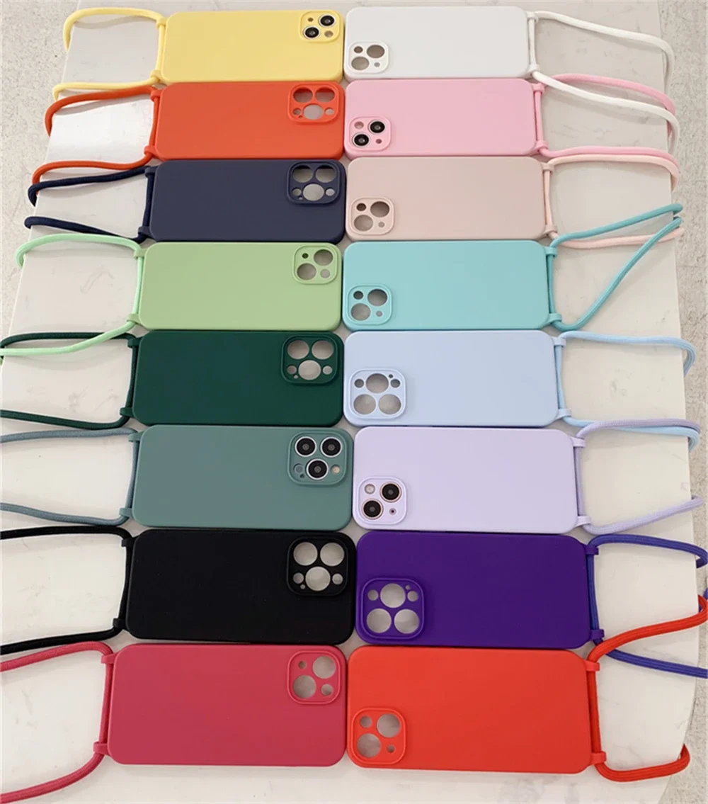 Versatile Crossbody Necklace Lanyard with Soft Silicone Case - Candy Color Cover