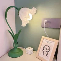 Retro Flower LED Desk Lamp Student Bedroom Room Reading Decor Lamp Eye Protection Atmosphere Sense Bedside Lamp Table Light E26 1