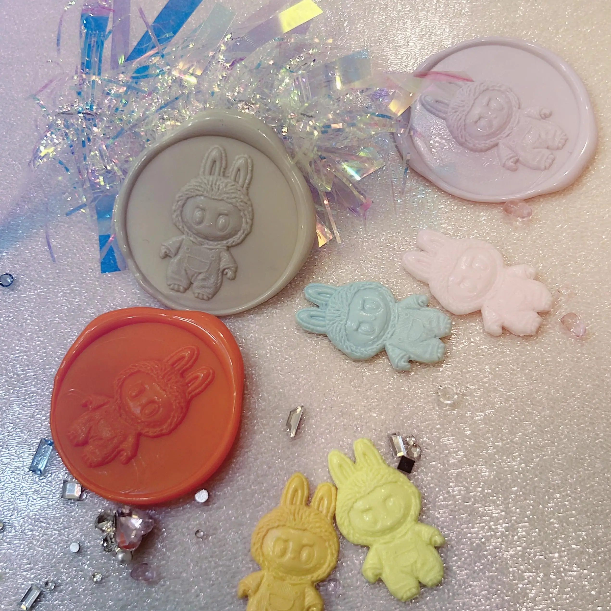 Hot Labubu Fire Seal Seal Head Multi-Layer Relief Cute Fine Carved Copper Head Invitation Envelope Sealing Stamp Surprise Toy