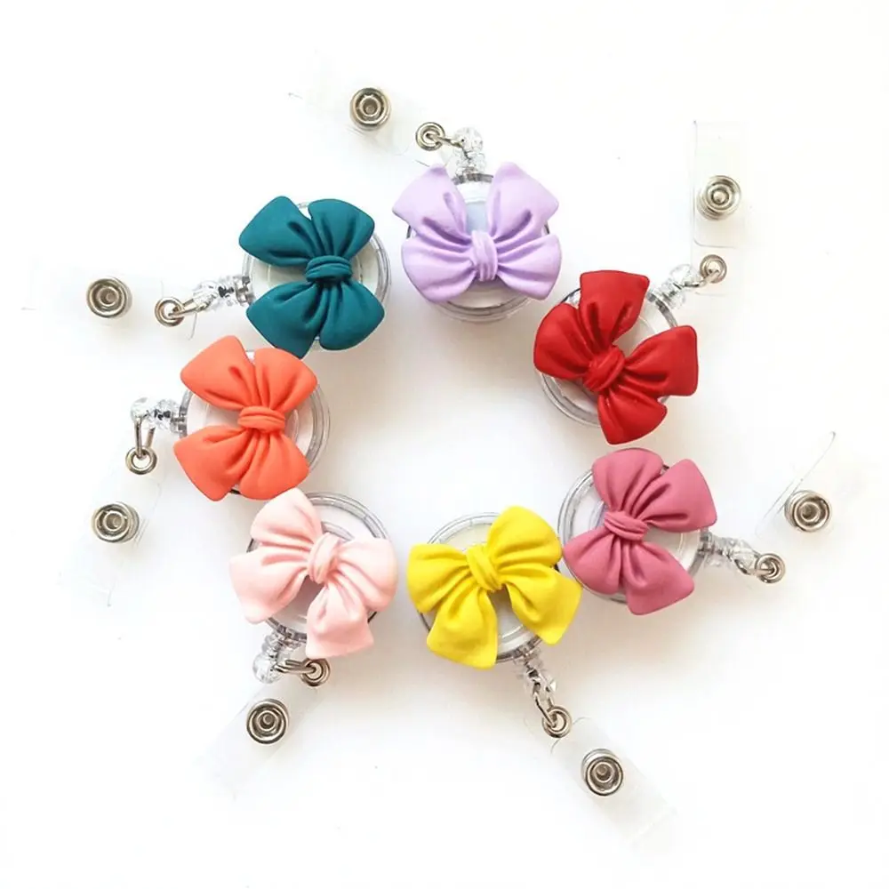 

3D Flora Nurse Badge Reel Bow Flower Chest Card Easy Pull Buckle ID Card Name Tag Retractable Badge Holder Hospital Use