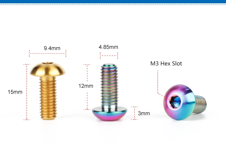 Description Picture 3 of itemDeemount M5*12mm Bicycle Bottle Cages Bolts Titanium TC4 Kettle Stand Fixing Screw 3mm Hex Head MTB Road Bike Fastening Parts