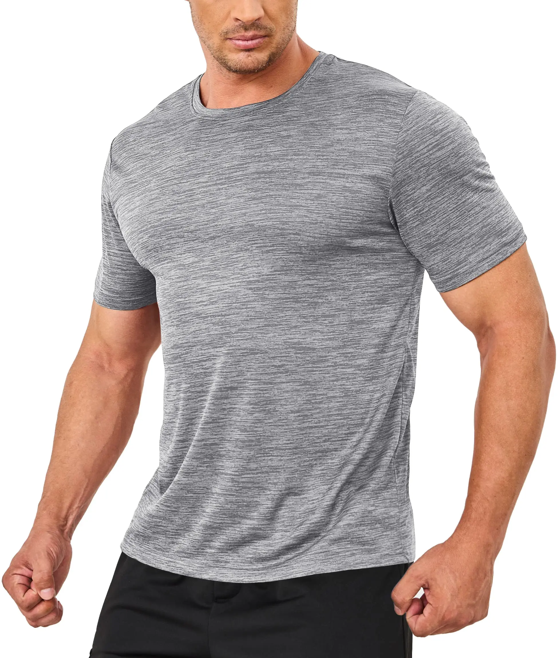 TACVASEN Summer Quick Dry T-shirts Mens Running Tee Shirts Short Sleeve Athlete Elastic Workout Sportswear Outdoor Casual Tops