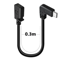 Compact Right - Angle USB - C to Mini - USB Converter Cable (Black)