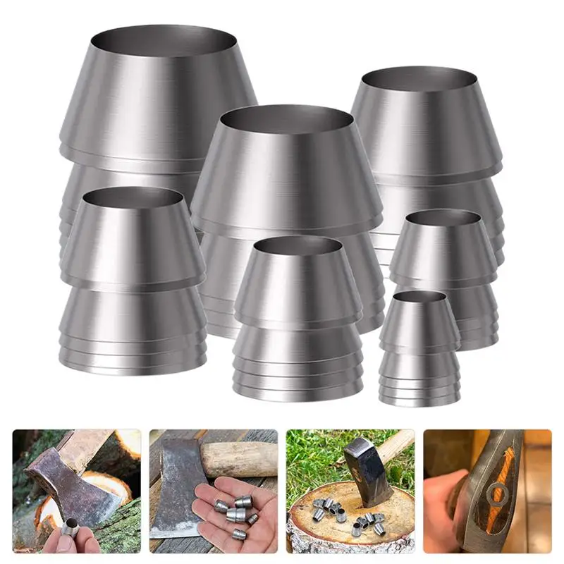 Round Hammer Tool Fuel Tank Grommet Wedge for Axe Iron Installation Supplies Hatchet Wedge Hammer Repair Part Hammer Handle Wedge Steel Splitting Wedge 7Pcs