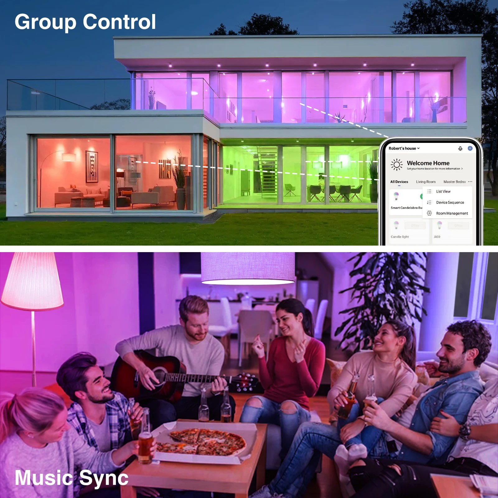 Smart LED Bulb A60/A19 TUYA WIFI APP Alexa Google Voice Control RGBCW Color Change 60W Repalce Light Music/Timer/Group 120V smart led light bulbs smart led lights