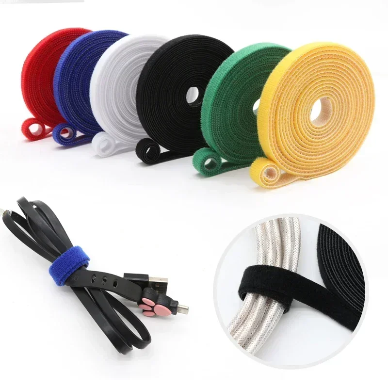Cable Ties 5m/roll Self Adhesive Tape Reusable Loop Bundle DIY Accessories Nylon Strap Organizer Clip Wire Holder Management