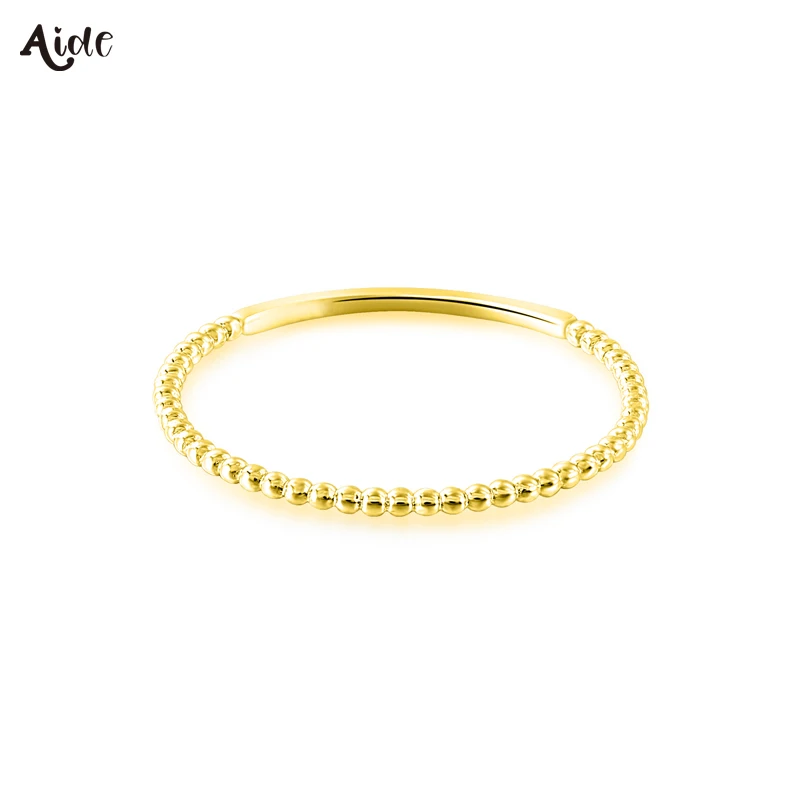 

Aide Presale Solid Gold Jewelry 9K/10K/14K/18K/24K Gold Rings For Women Gift Minimalist Slim Thin Beads Circle Stackable Rings