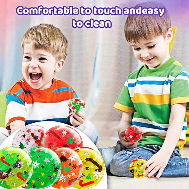 5/10/20Pcs Christmas Squeeze Balls Glitter Pressure Ball Kids Adult Relieve Stress Sensory Toy Birthday Party Gift Pinata Filler