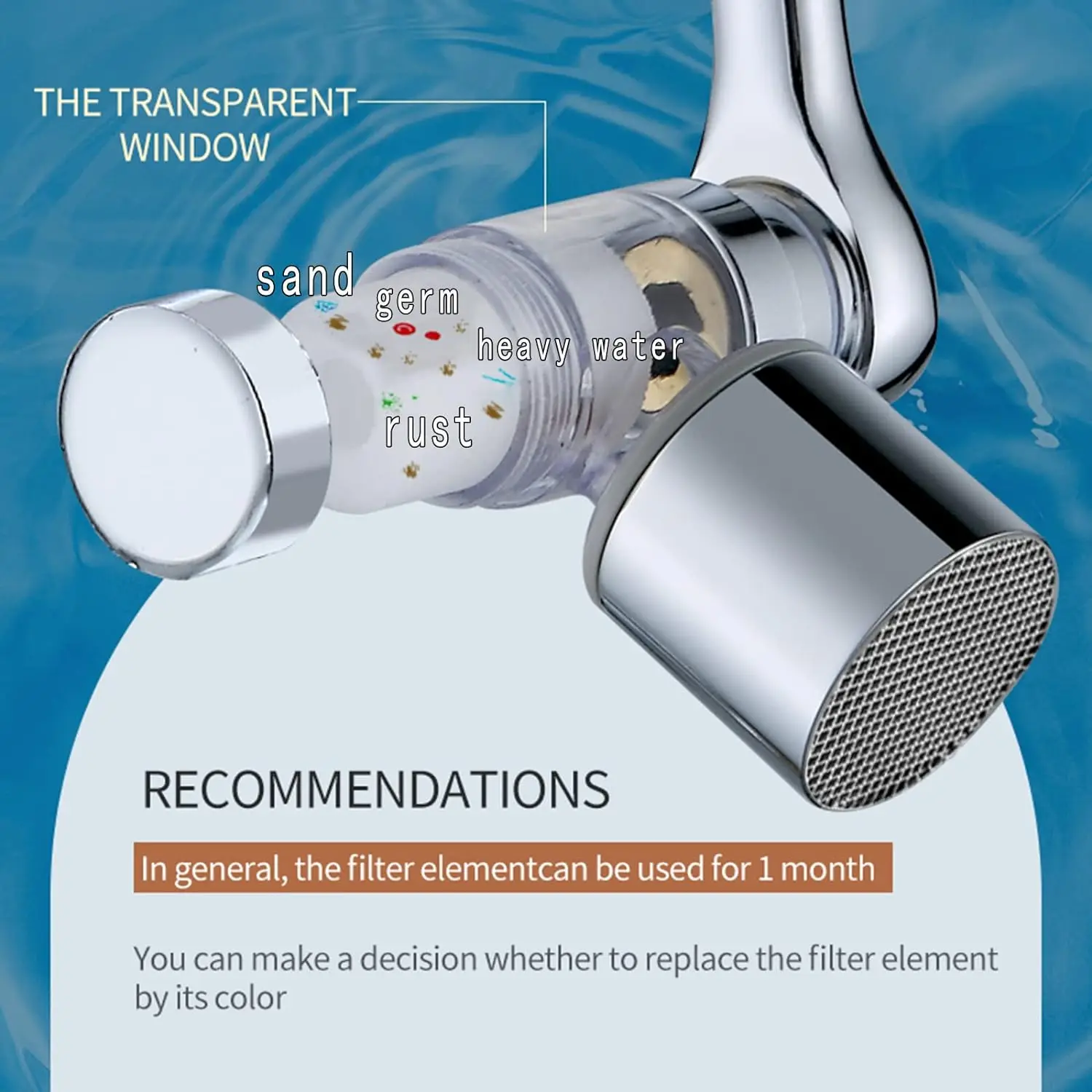 Universal 1080° Rotate Metal Filtered Kitchen Faucet Extender with Filter Swivel Bubbler Nozzle Sprayer 2 Modes Faucet Extension 3
