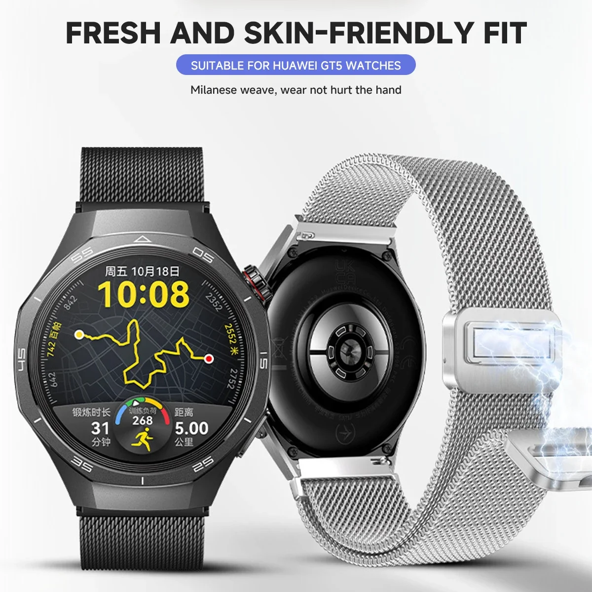 Elegant Stainless Steel Magnetic Watch Band - 20mm/22mm Adjustable Strap