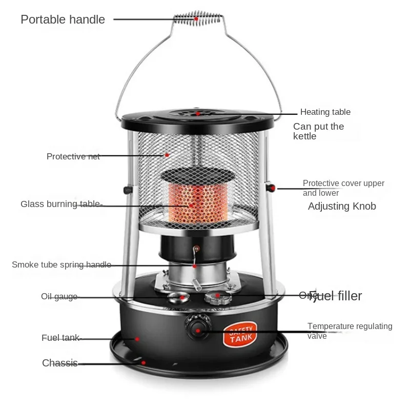 Outdoor Camping Diesel Heater, Adjustable Kerosene Heating Stove, Portable Indoor and Outdoor Warmer 3