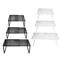 ชั้นวางของในครัวแบบซ้อนได้ ขยายได้ ใช้จัดเก็บของในตู้ ชั้นวางของอเนกประสงค์สำหรับหอพัก ใต้ซิงค์ สำหรับวางแก้ว ชามในห้องน้ำ 3