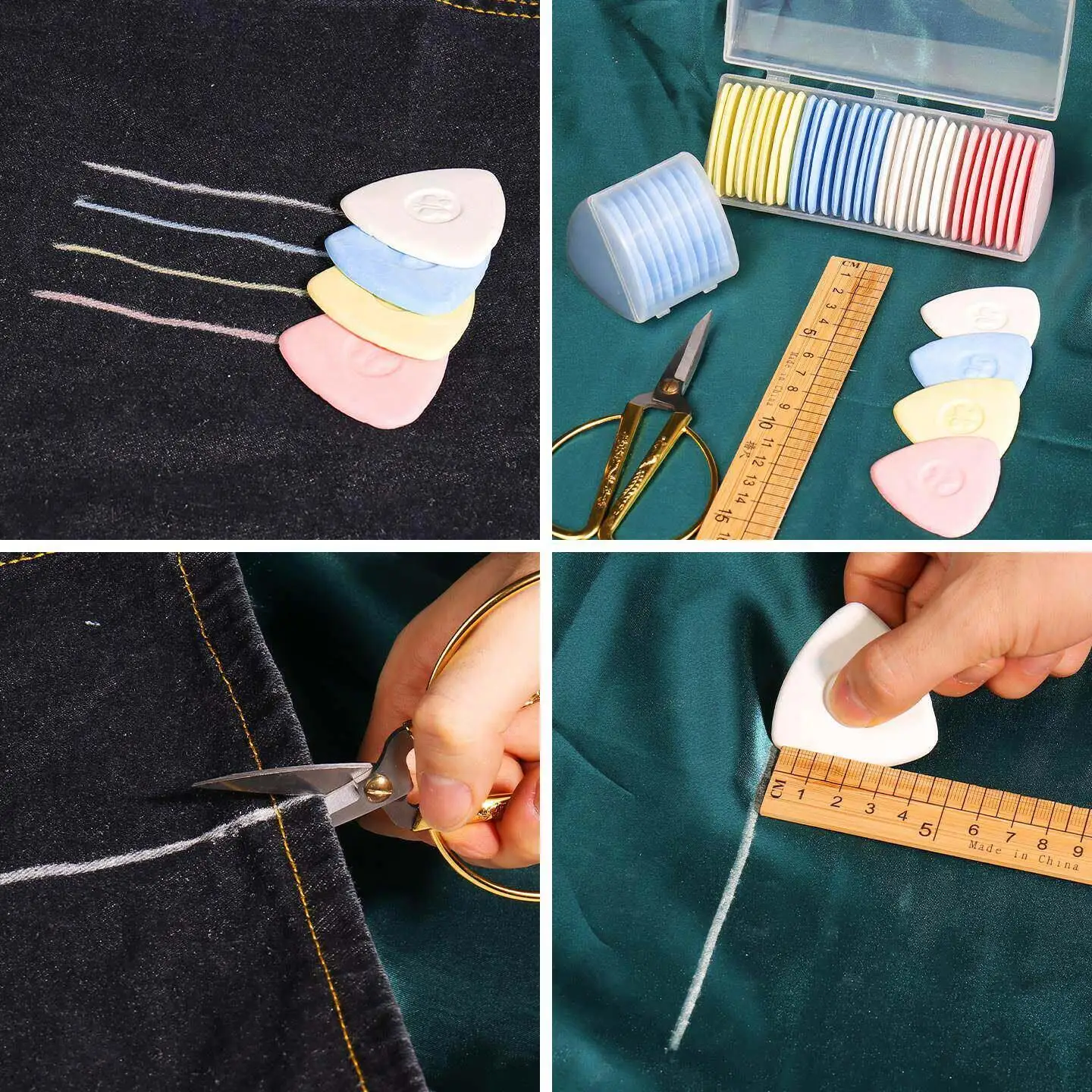 컬러풀한 재봉 초크, 투명 왁스 드로잉 라인, 의류 재봉 전문 염색 파우더 케이크 초크, 가정용 원단 재봉용